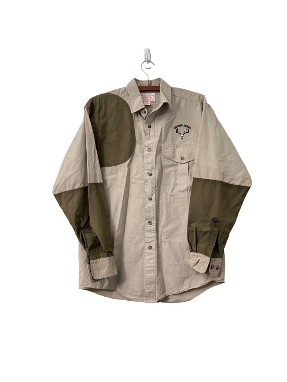 VTG CC Filson Mens Beige Brown Hunting Outdoor Long Sleeve Button Shirt Size M
